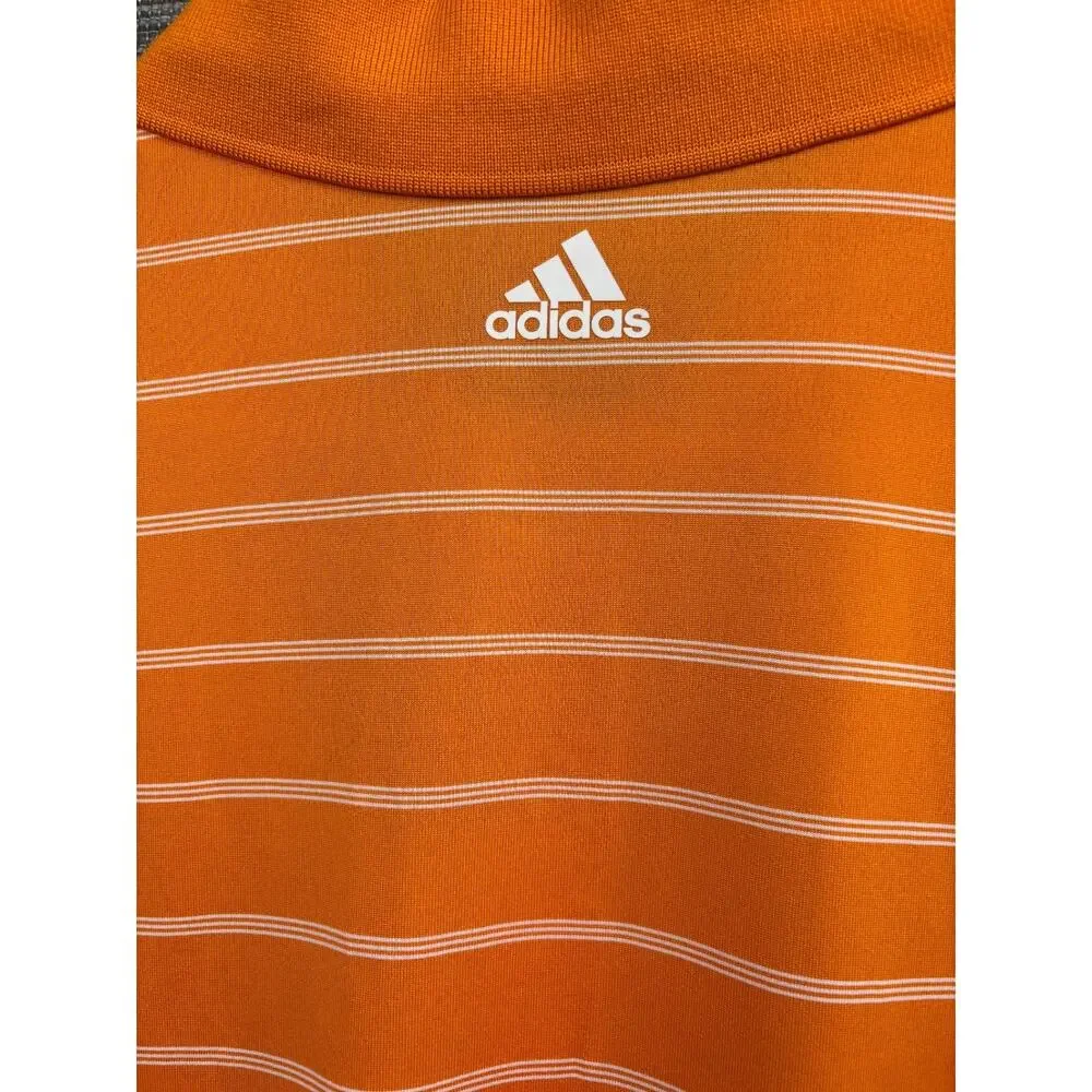 Adidas Puremotion Golf Polo Shirt Mens Size L Striped Orange White Athletic
